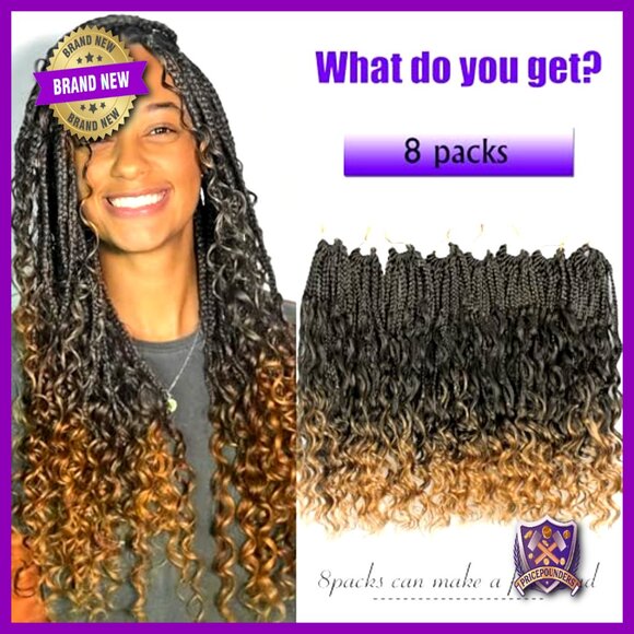 14 Inch Protein Fiber Crochet Braids Pre Looped Curly Ends Hair Extensions main image 6